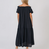 Rochie largă cu mânecă bufantă bleumarin PN023