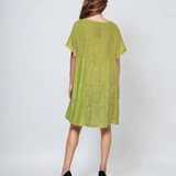 Rochie largă din in tip baby doll vernil 