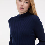 Rochie lungă tricotată mulată tubulară cu mâneci lungi  ORSAY bleumarin ORS010