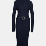 Rochie lungă tricotată mulată tubulară cu mâneci lungi  ORSAY bleumarin ORS010