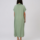 Rochie maxi tip cămașă din lyocell cu buzunare aqua HL160
