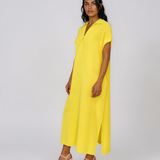 Rochie maxi tip cămașă din lyocell cu buzunare galben HL160