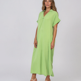 Rochie maxi tip cămașă din lyocell cu buzunare vernil HL160