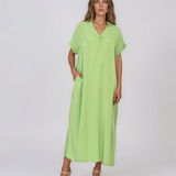 Rochie maxi tip cămașă din lyocell cu buzunare vernil HL160