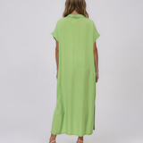 Rochie maxi tip cămașă din lyocell cu buzunare vernil HL160