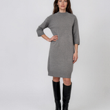 Rochie midi din tricot cu guler înalt gri PN142