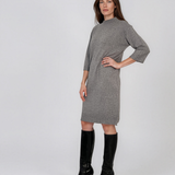 Rochie midi din tricot cu guler înalt gri PN142