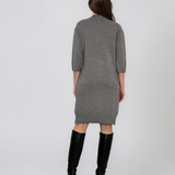 Rochie midi din tricot cu guler înalt gri PN142