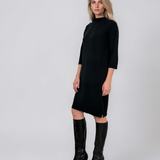 Rochie midi din tricot cu guler înalt negru PN142