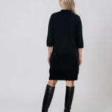Rochie midi din tricot cu guler înalt negru PN142