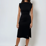 Rochie midi din tricot cu slituri laterale negru 