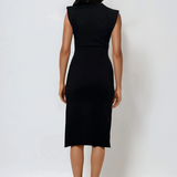 Rochie midi din tricot cu slituri laterale negru 