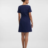Rochie midi elegantă cu mânecă scurtă și pliuri ORSAY bleumarin ORS007