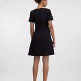 Rochie midi elegantă cu mânecă scurtă și pliuri ORSAY negru ORS007