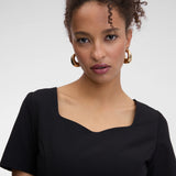 Rochie midi elegantă cu mânecă scurtă și pliuri ORSAY negru ORS007