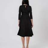 Rochie midi evazată cu mânecă lungă maro LM028
