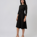 Rochie midi evazată cu mânecă lungă maro LM028