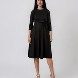 Rochie midi evazată cu mânecă lungă maro LM028