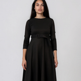 Rochie midi evazată cu mânecă lungă maro LM028