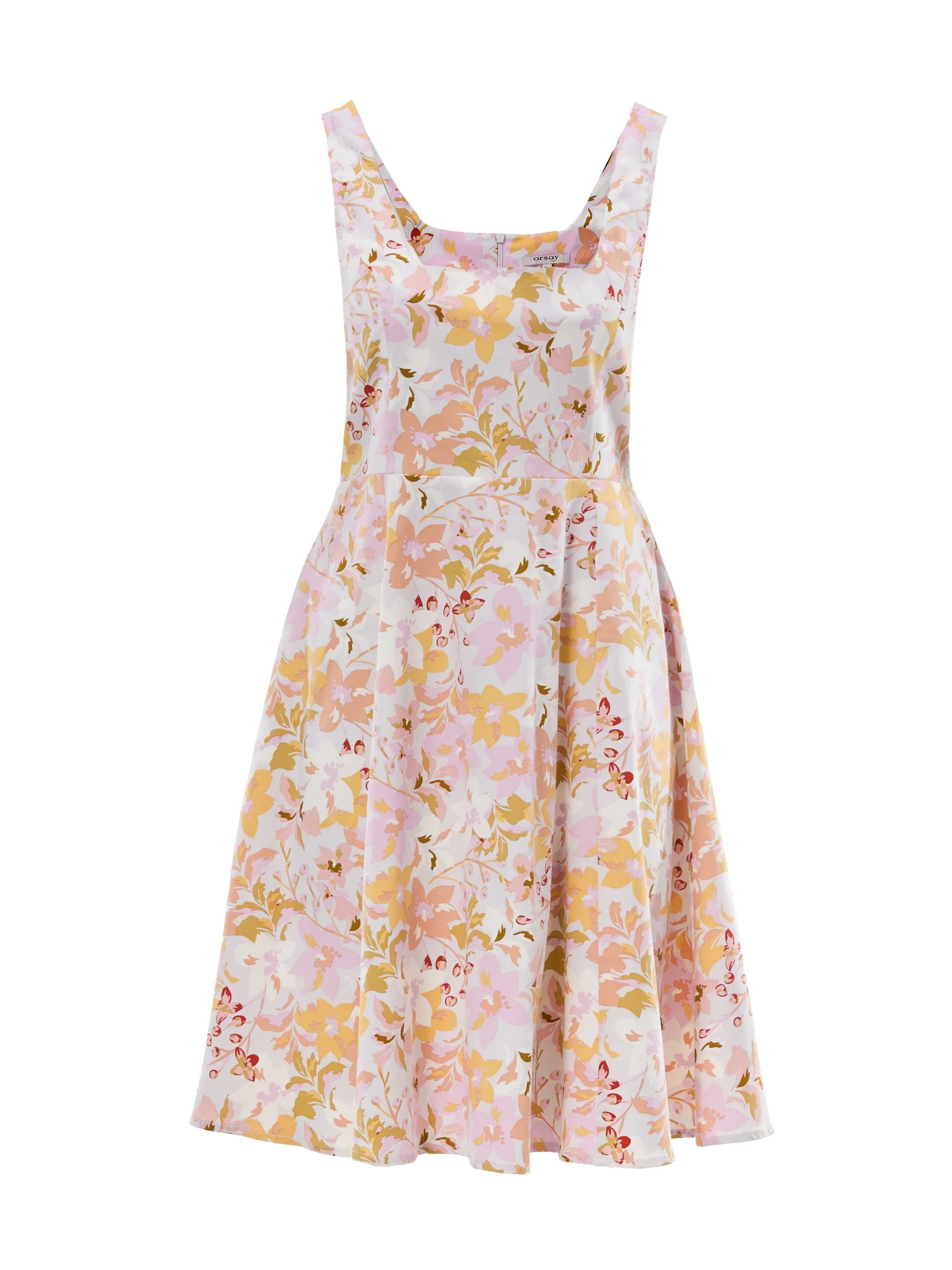 Rochie până la genunchi din bumbac cu imprimeu floral ORSAY alb-flori ORS012