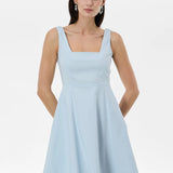 Rochie până la genunchi din bumbac cu imprimeu floral ORSAY bleu ORS012