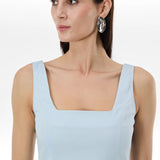 Rochie până la genunchi din bumbac cu imprimeu floral ORSAY bleu ORS012