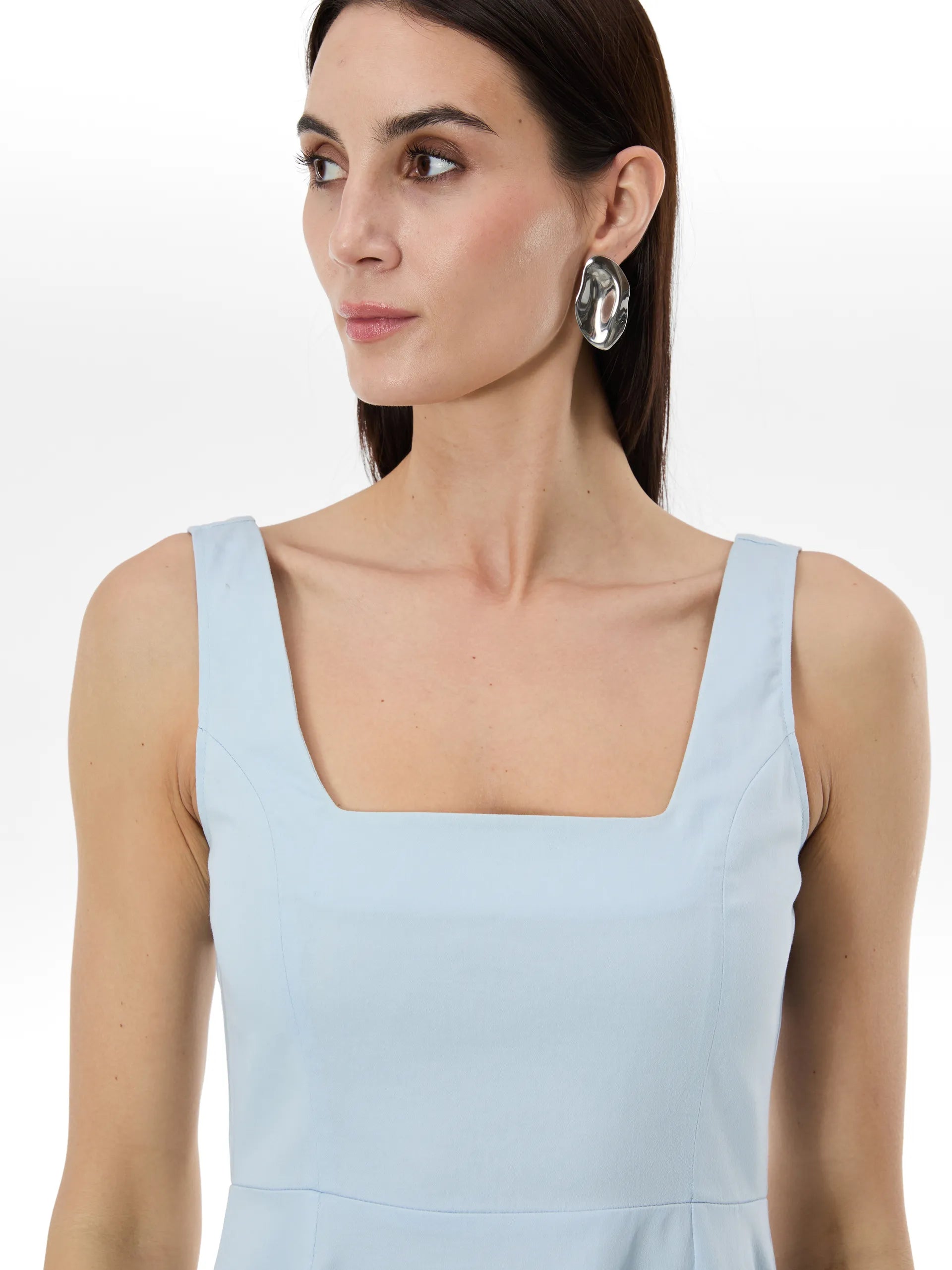 Rochie până la genunchi din bumbac cu imprimeu floral ORSAY bleu ORS012