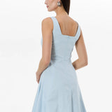 Rochie până la genunchi din bumbac cu imprimeu floral ORSAY bleu ORS012