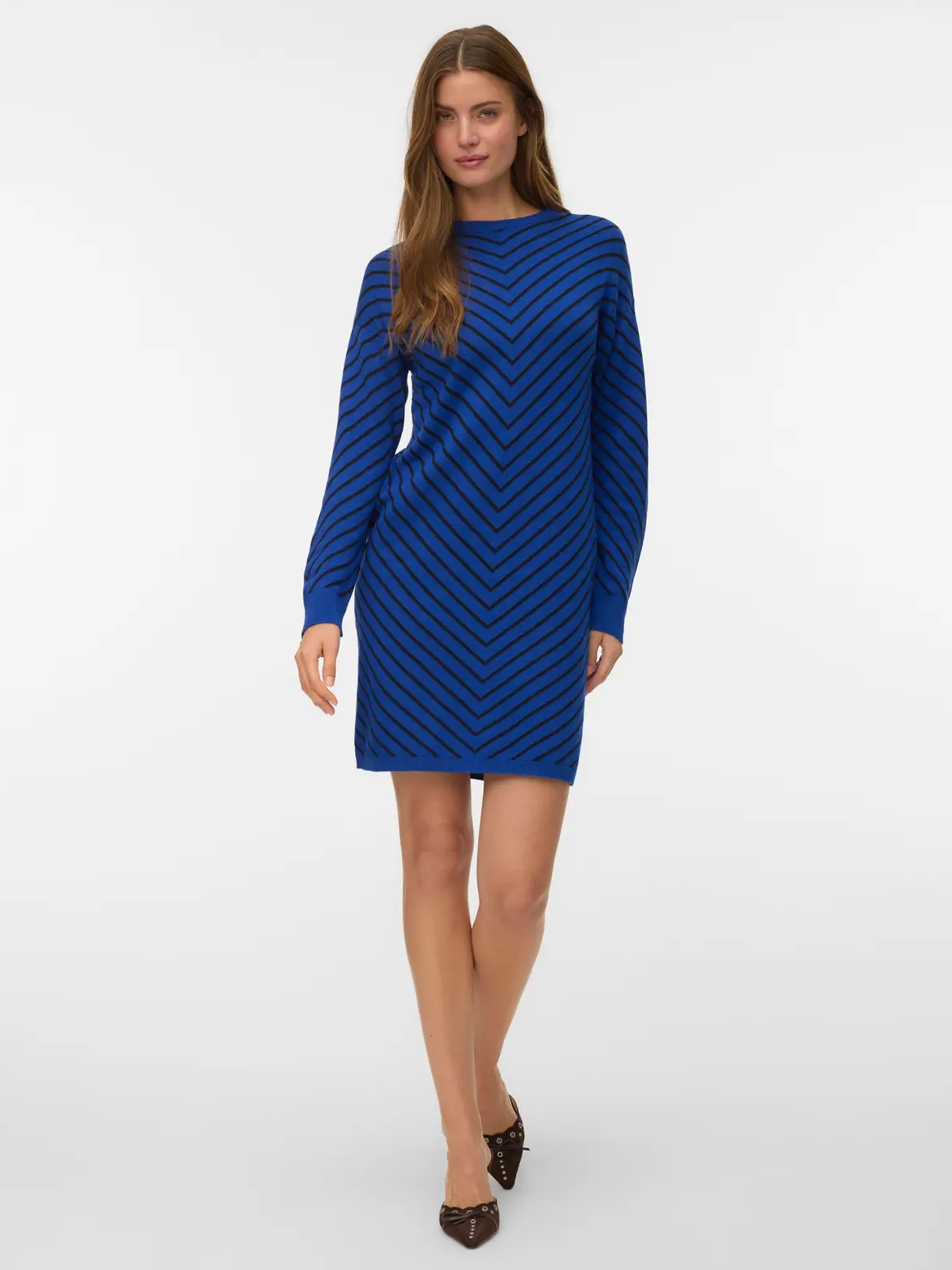Rochie-pulover cu dungi în zigzag albastru VERO MODA VM004