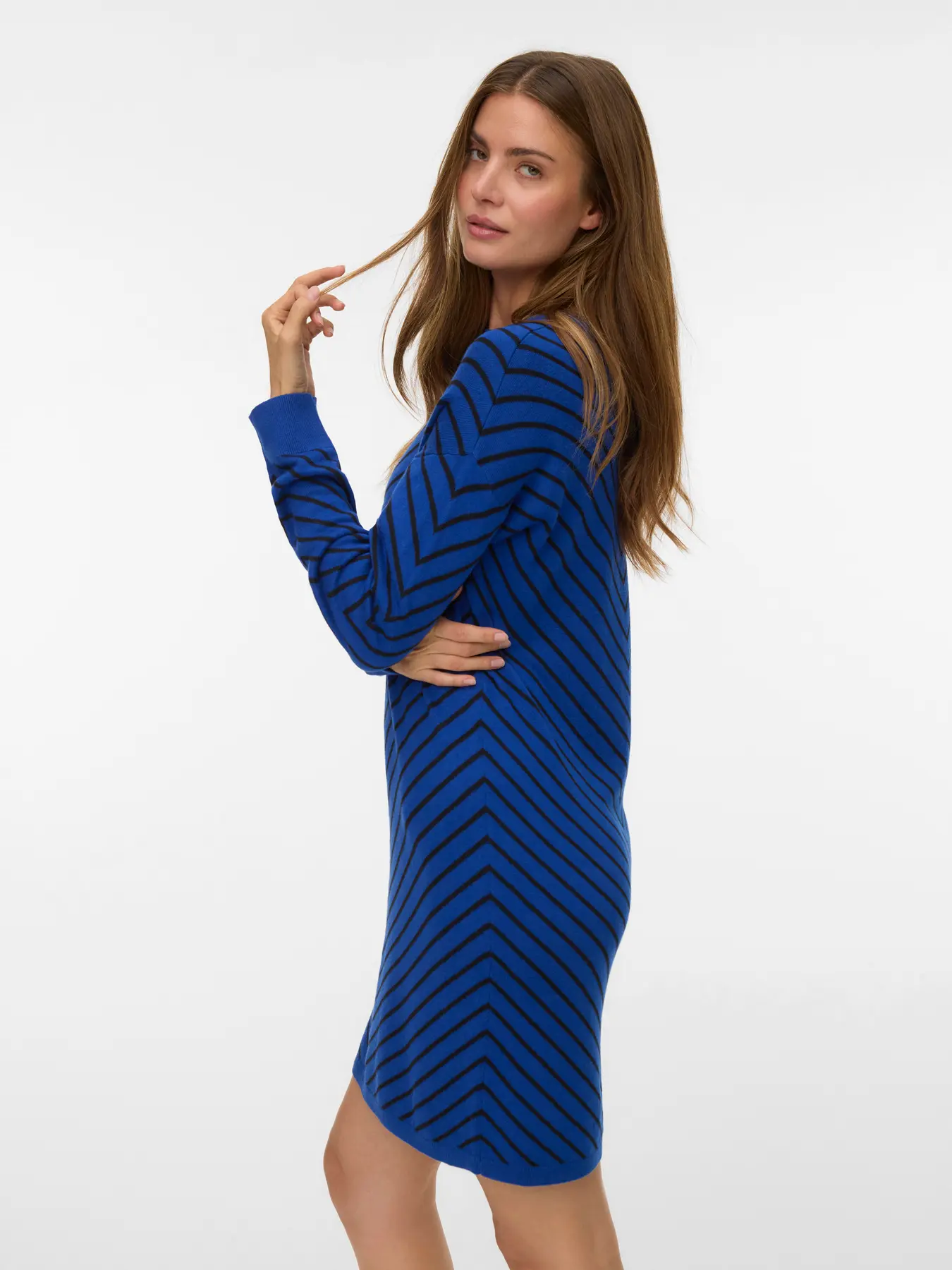 Rochie-pulover cu dungi în zigzag albastru VERO MODA VM004