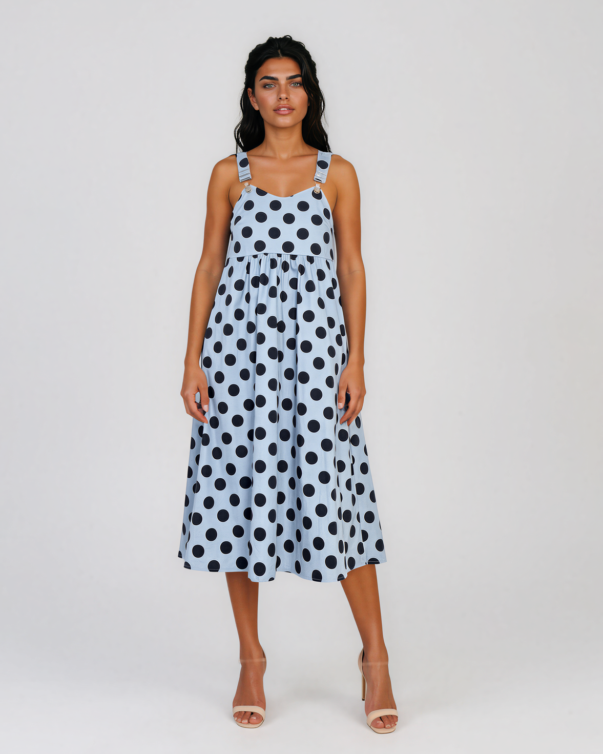Rochie sarafan cu buline bleu HL127