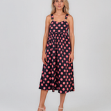 Rochie sarafan cu buline bleumarin HL127