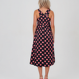 Rochie sarafan cu buline bleumarin HL127