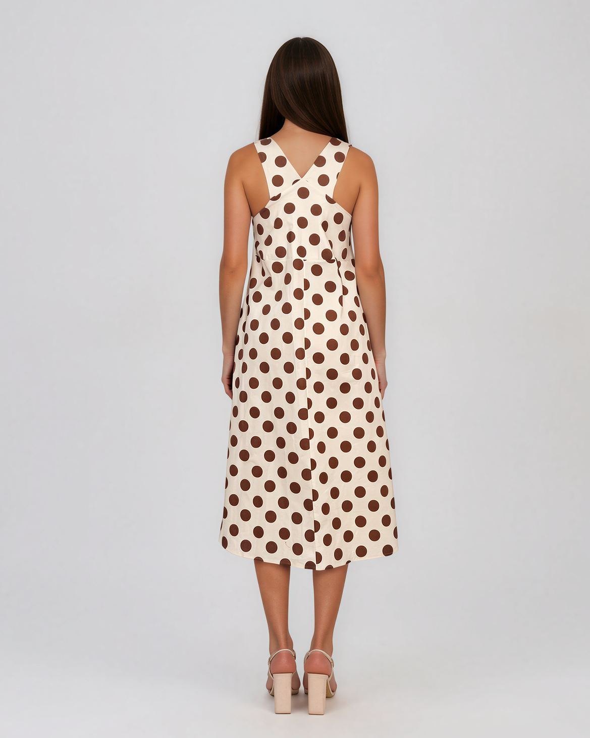 Rochie sarafan cu buline crem HL127