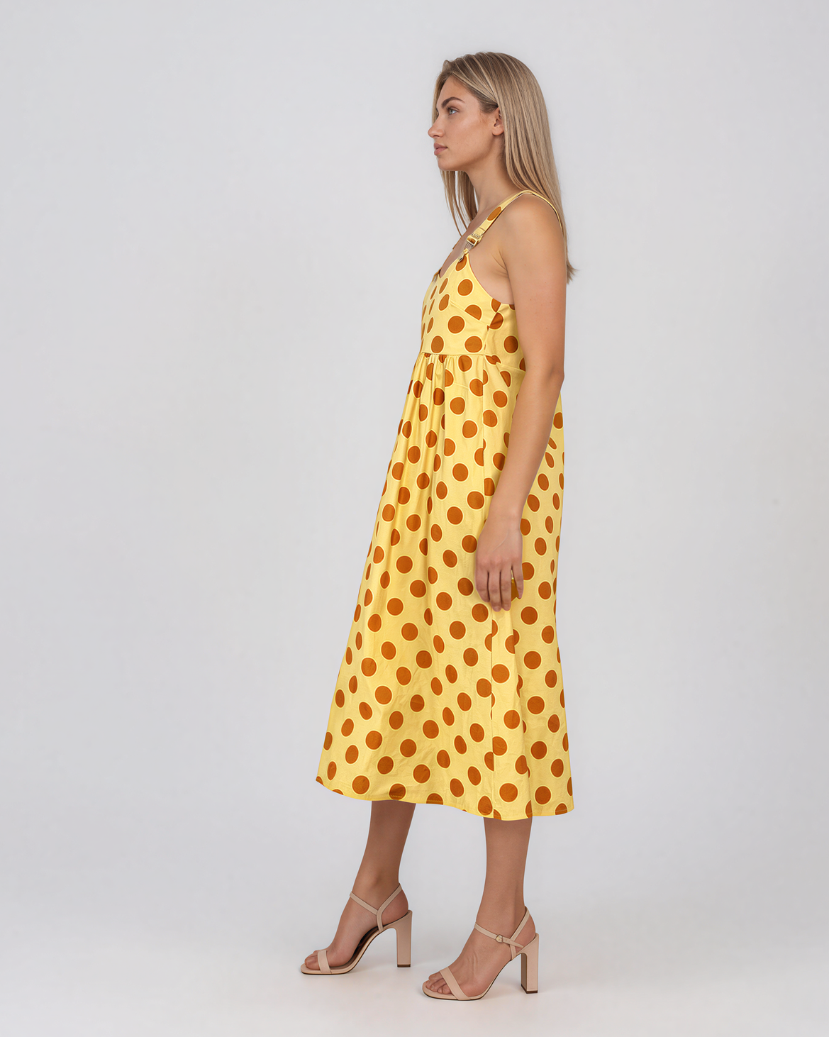 Rochie sarafan cu buline galben HL127