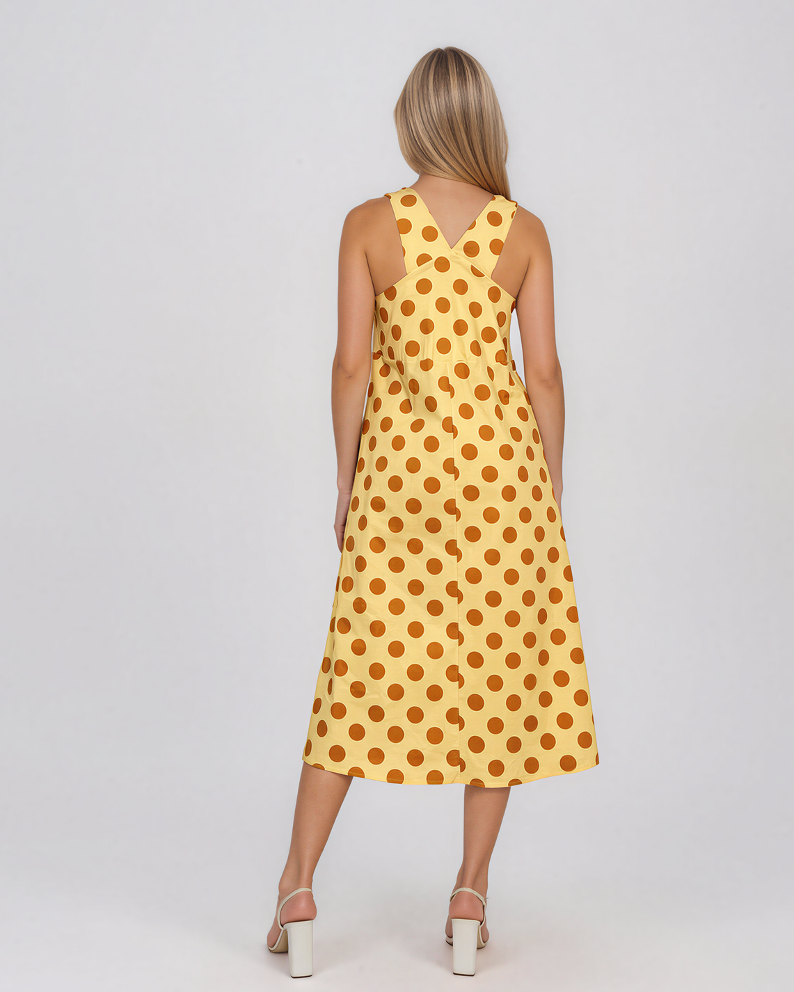 Rochie sarafan cu buline galben HL127
