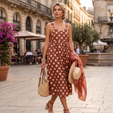 Rochie sarafan cu buline maro HL127