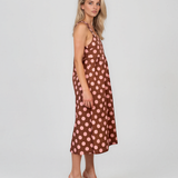 Rochie sarafan cu buline maro HL127