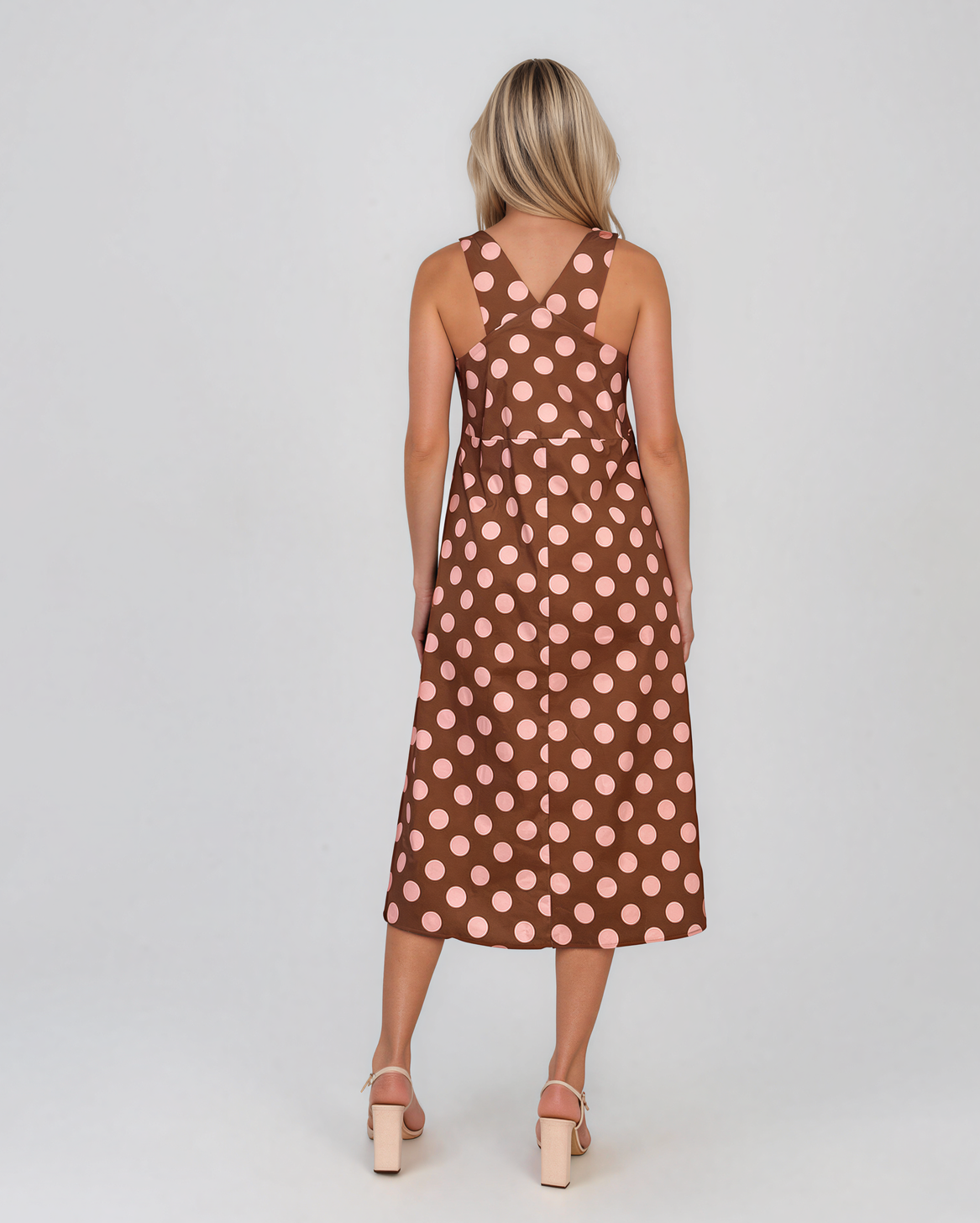 Rochie sarafan cu buline maro HL127