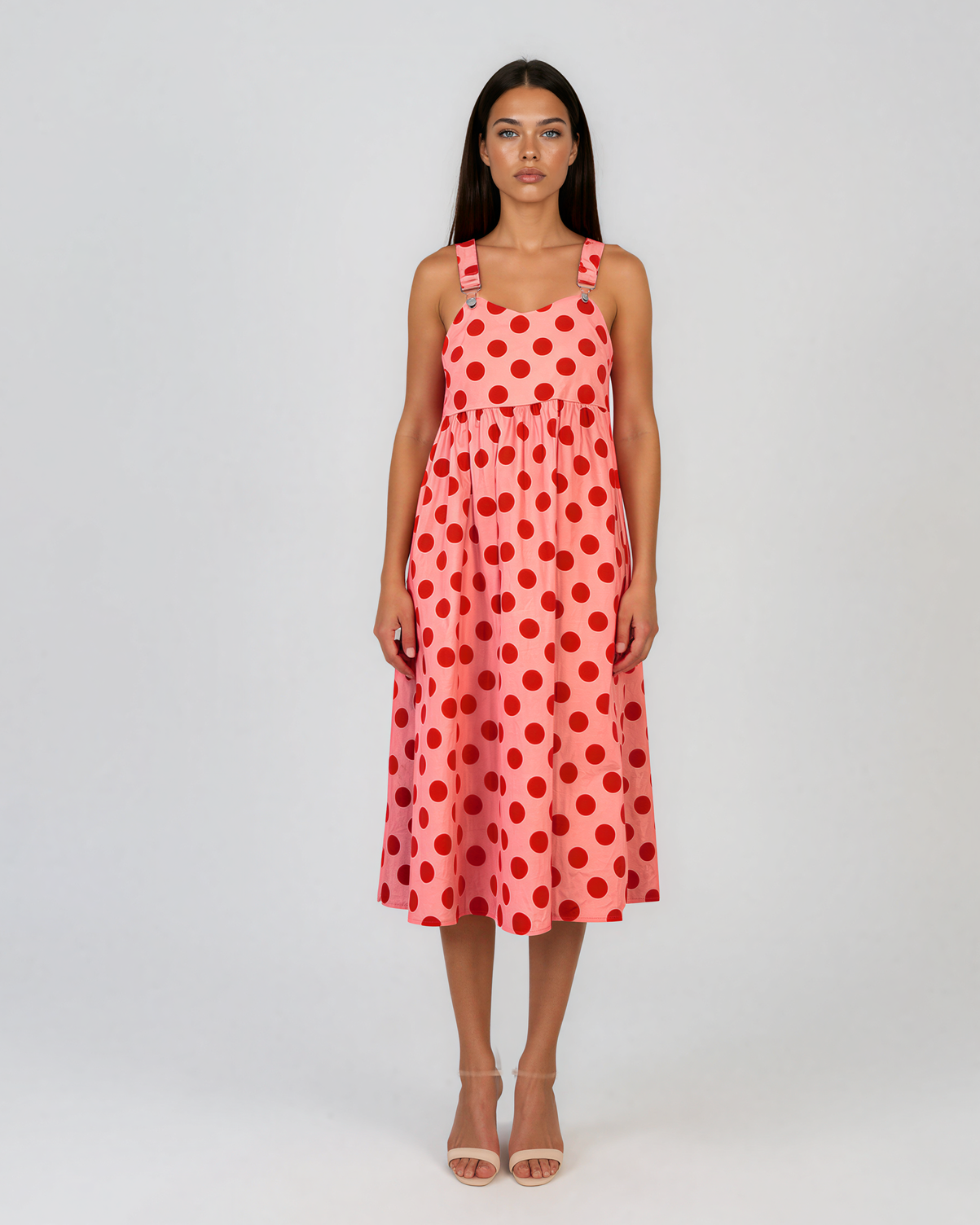 Rochie sarafan cu buline roz HL127