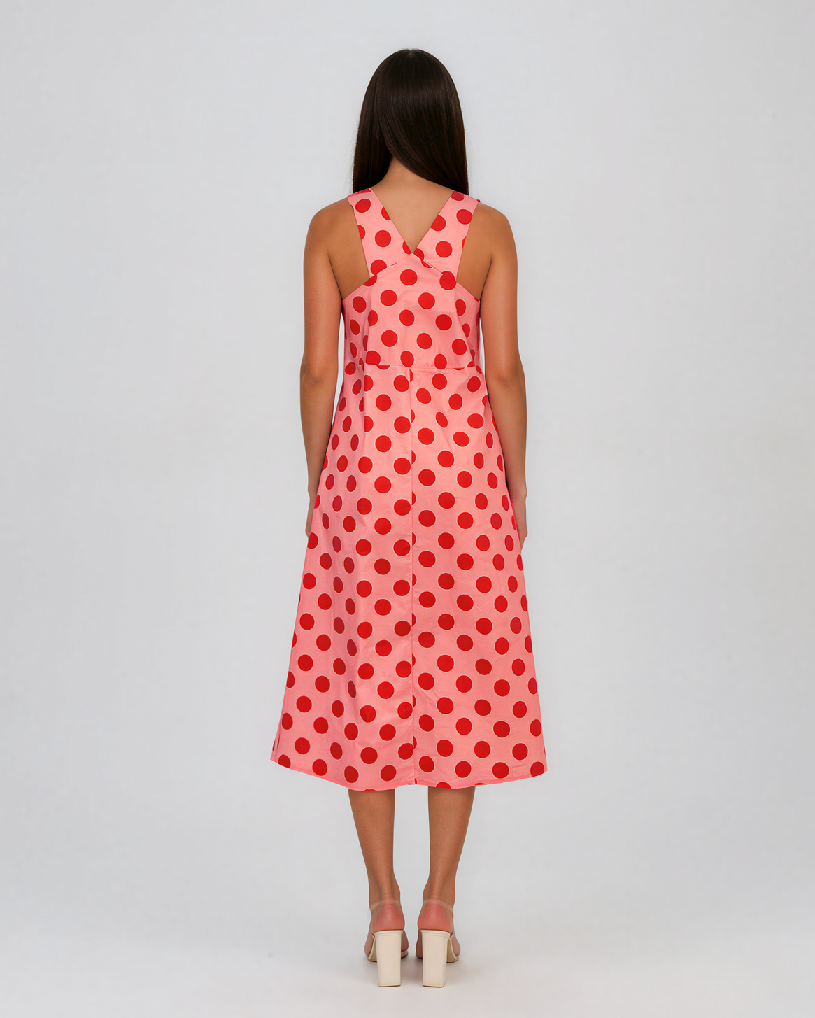 Rochie sarafan cu buline roz HL127