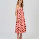 Rochie sarafan cu buline roz-prafuit HL127