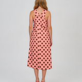 Rochie sarafan cu buline roz-prafuit HL127