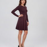 Rochie scurtă din tricot texturat cu fustă evazată grena DY737