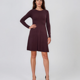 Rochie scurtă din tricot texturat cu fustă evazată grena DY737