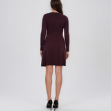 Rochie scurtă din tricot texturat cu fustă evazată grena DY737