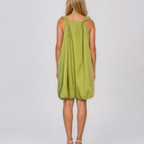 Rochie scurtă tip balon din bumbac cu buzunare vernil HL183