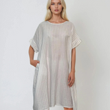 Rochie stil A cu dungi alb 