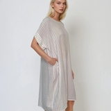 Rochie stil A cu dungi alb 