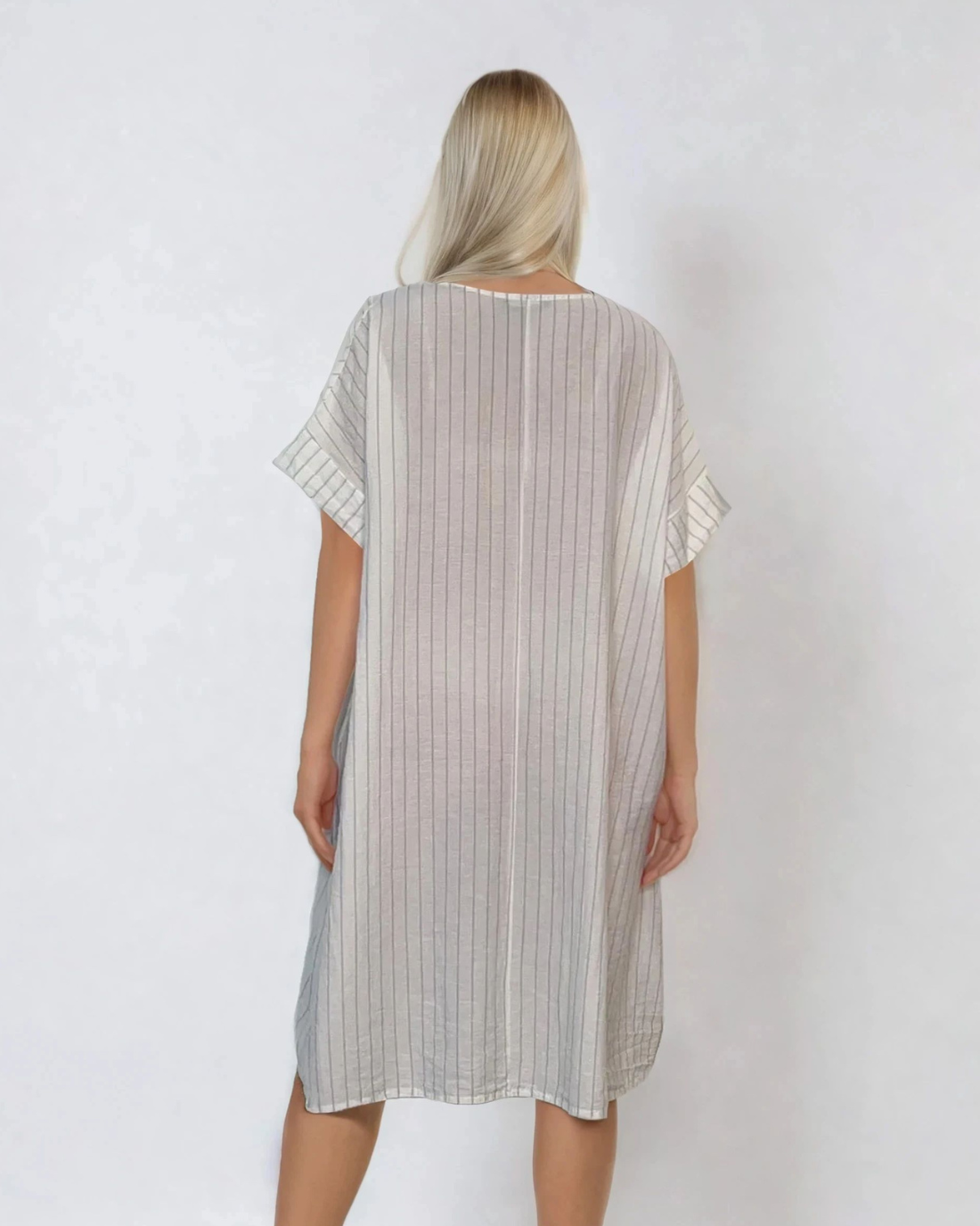 Rochie stil A cu dungi alb 